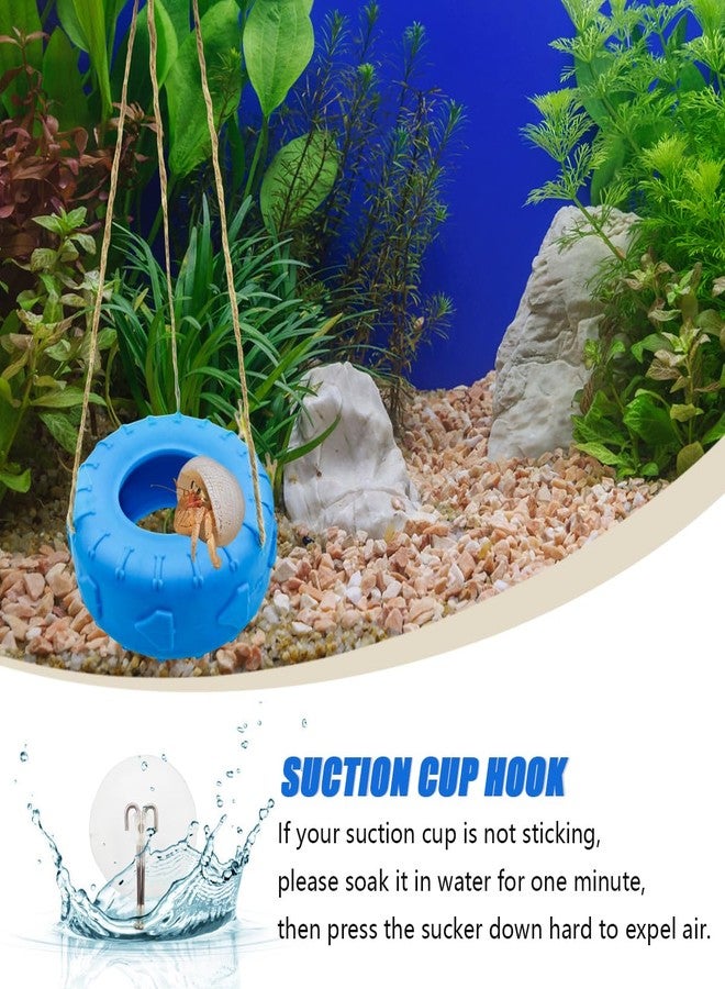 MAGNEECH Colours Hermit Crab Tire Swing,Suction Cup Hook Climbing Toy,Hermit Crab Terrarium Accessories - A Must-Have for Any Reptile Amphibian Small Aquatic Animals Lover(Blue) - Image 3